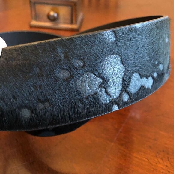 ROYAL PLUSH - L Sz M 31-34 Cowhair & Leather w/Pewter Rhinestones Fleur-de-lis - Picture 6 of 9